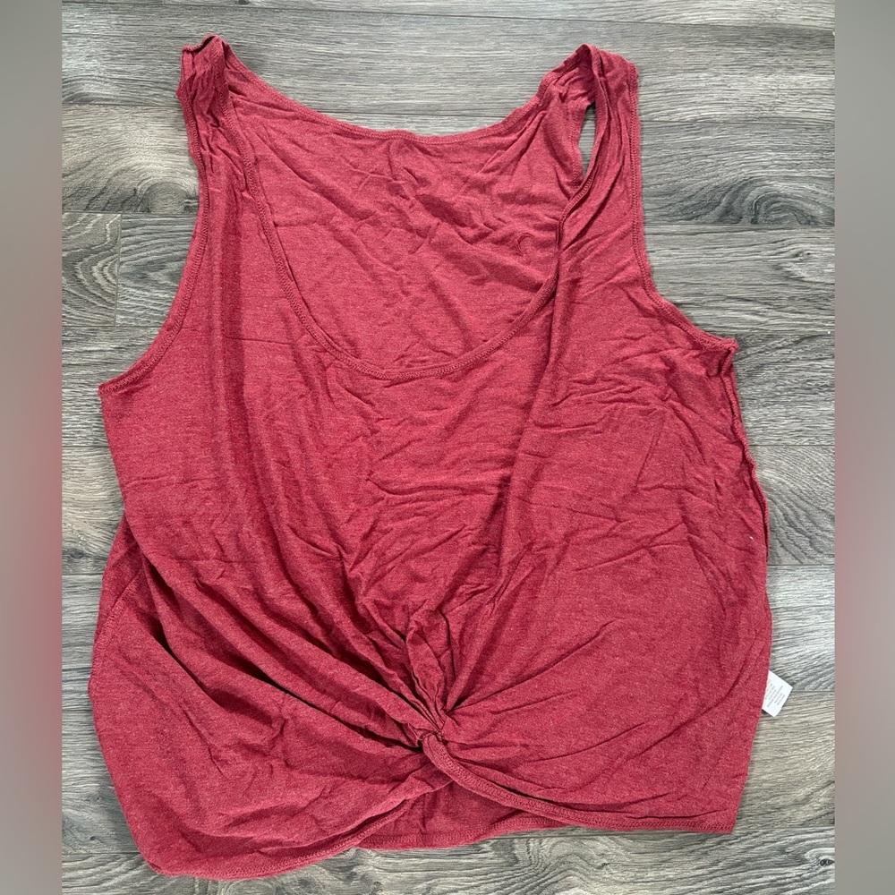 ZYIA Red Swirl Twist Back Tank Top